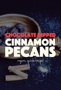 Chocolate Dipped Cinnamon Pecans | http://BananaBloom.com #vegan #chocolate #pecans