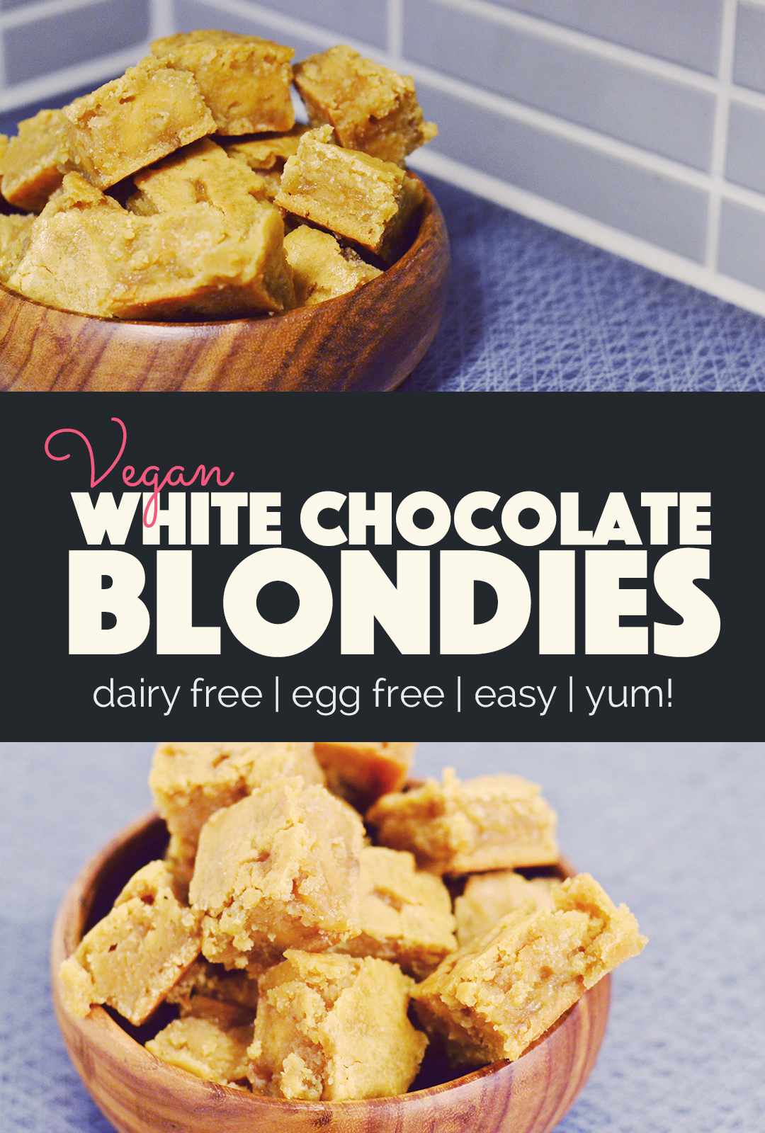 Vegan White Chocolate Blondies | http://BananaBloom.com
